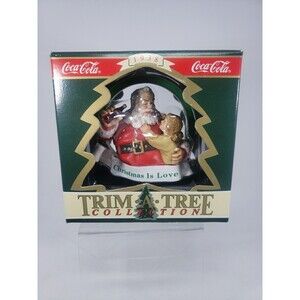 Coca-Cola Trim A Tree Collection 1938 Santa with Girl Christmas Ornament 1990